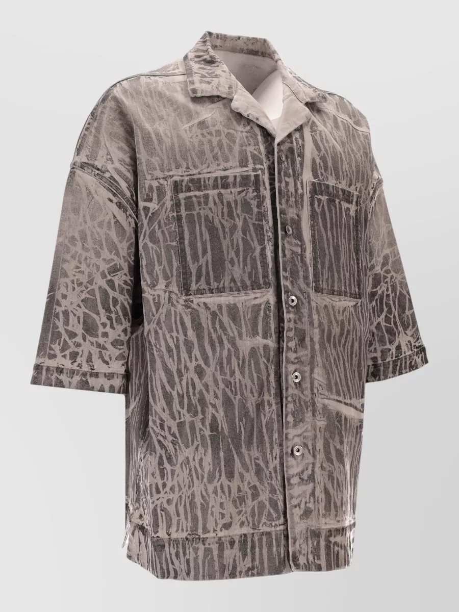 Rick Owens Magnum Short Sleeve Shirt Abstract Pattern Pockets