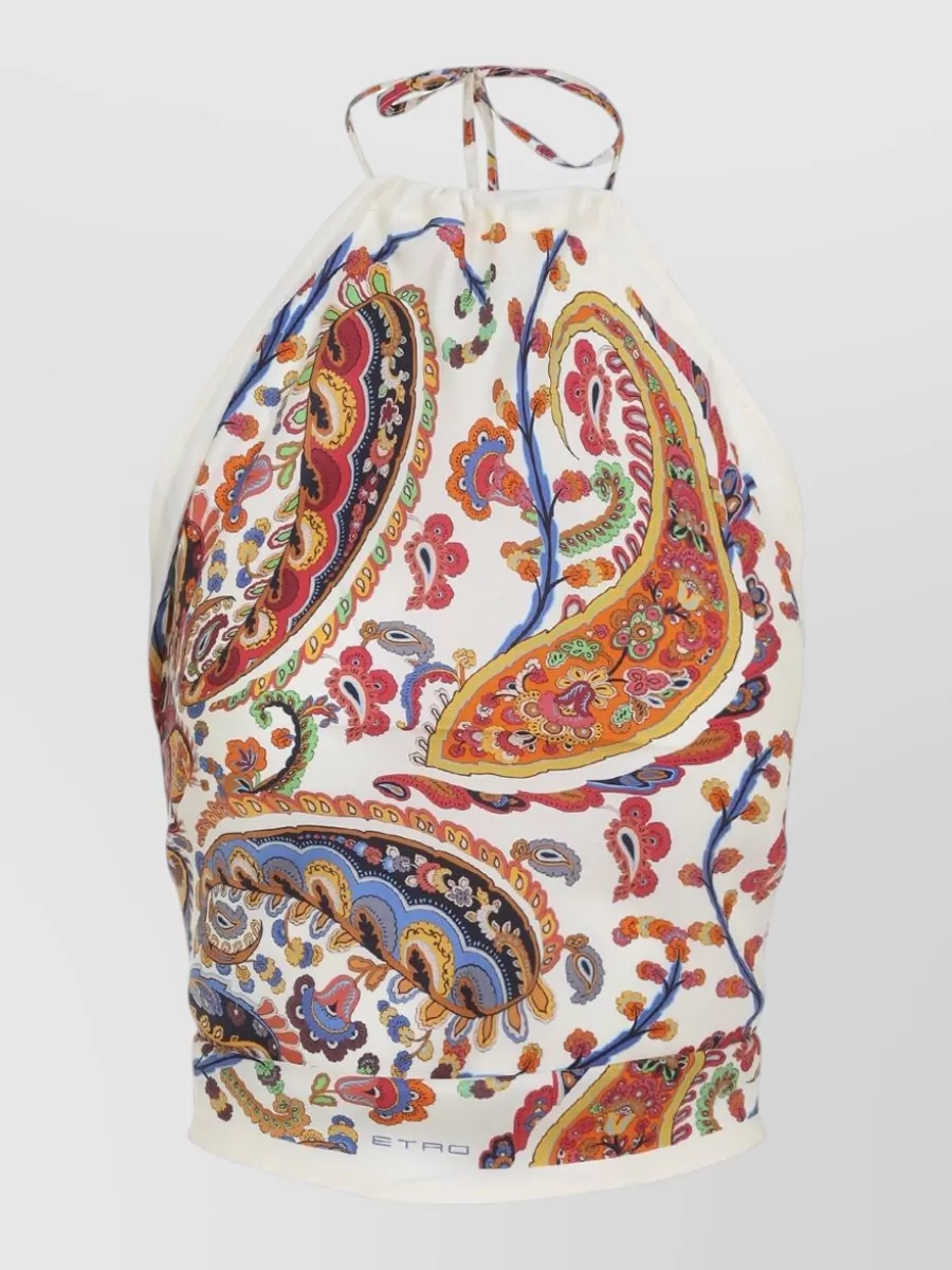 Etro Halterneck Bandana Top Paisley Print
