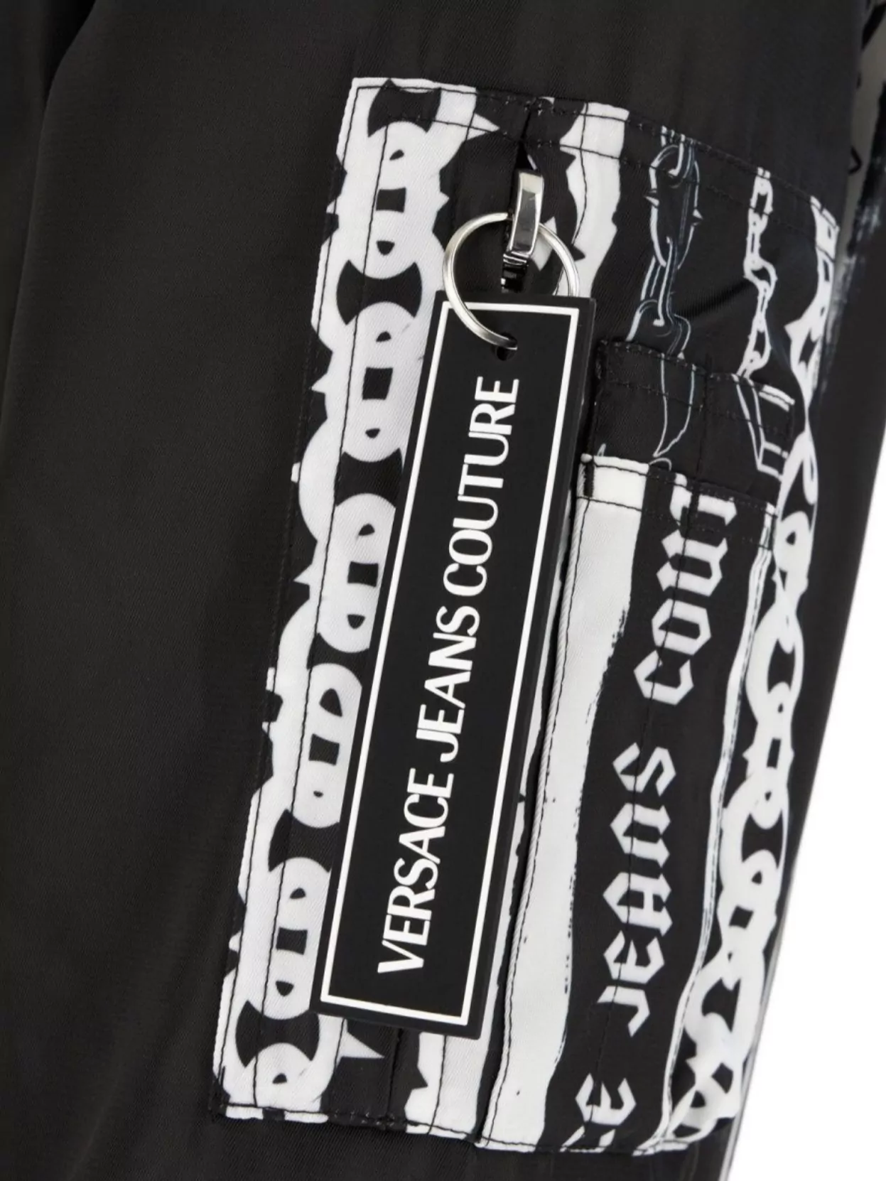 Versace Jeans Unique Print Nylon Bomber Jacket In Black