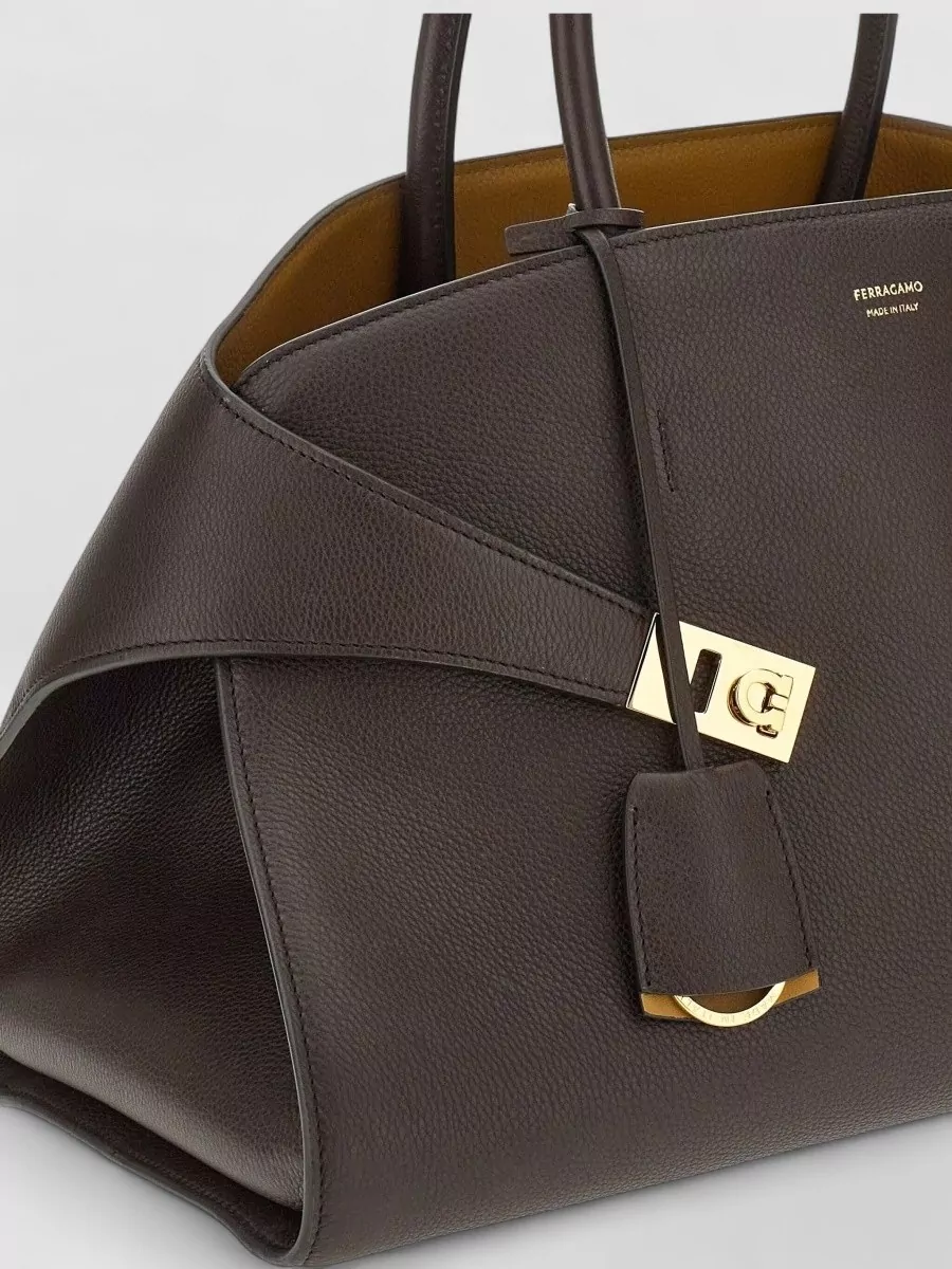 Ferragamo Chic Structured Clutch Bag Top Handles