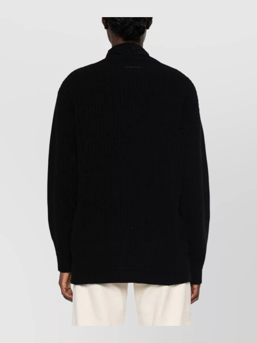 Ermanno Firenze Ribbed Knit Lace Trim Cardigan