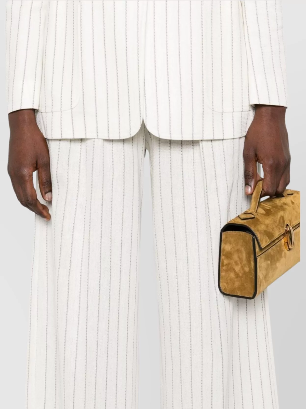 Max Mara Wide-Leg High Waist Trousers With Vertical Stripes