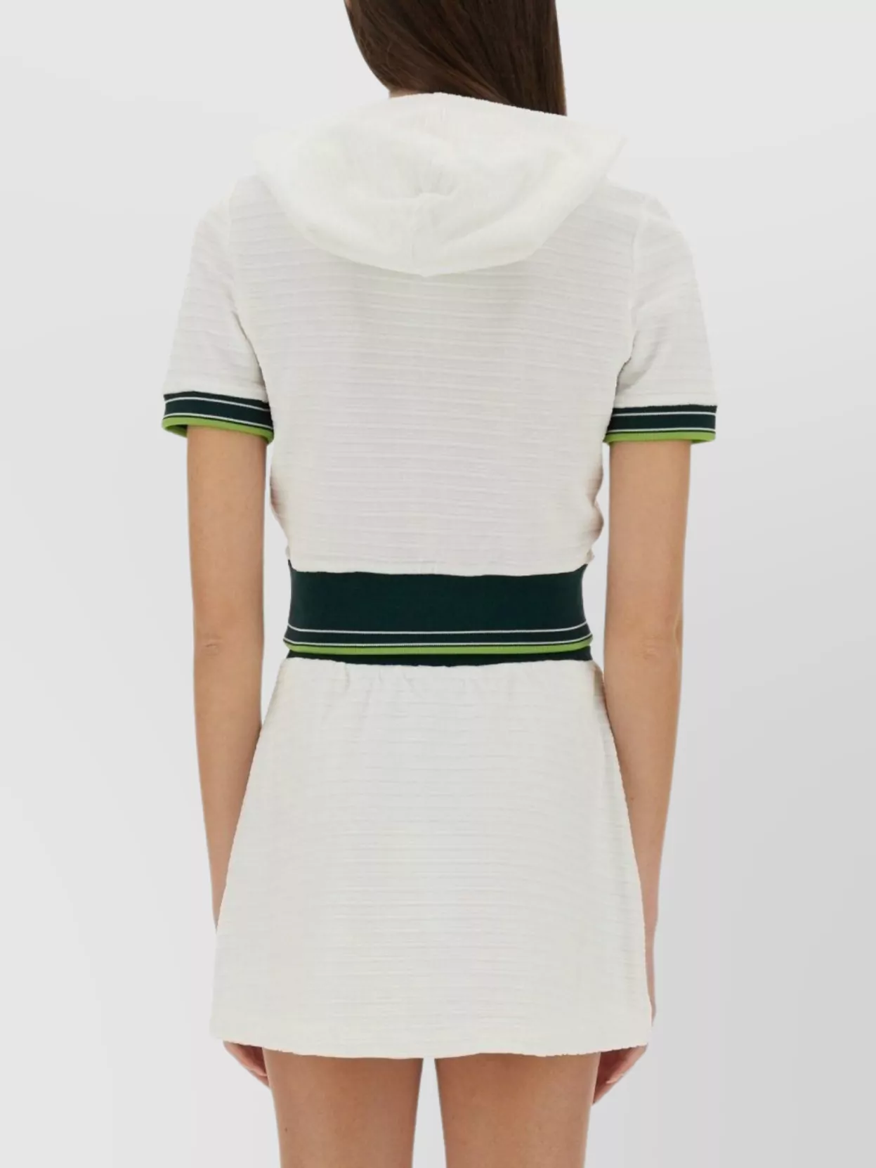 Casablanca Hooded Short Top Striped Trim