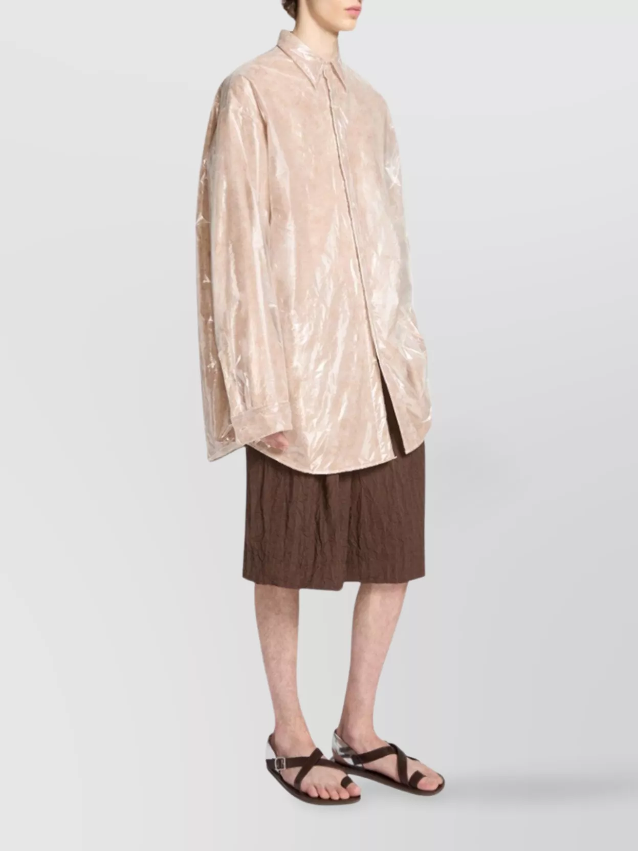 Dries Van Noten Puff Sleeve Oversized Nylon Shirt