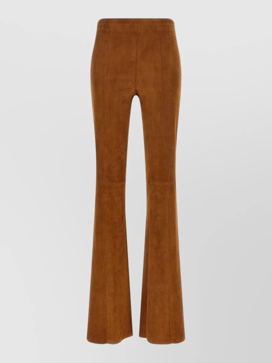 Stouls Suede High-Rise Flared Panelled Trousers