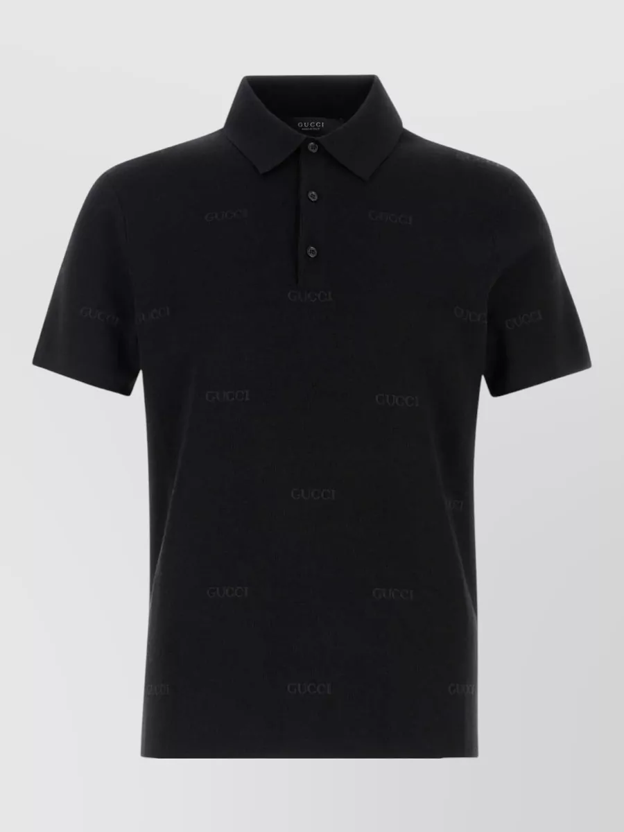 Gucci wool silk jacquard short-sleeve polo shirt