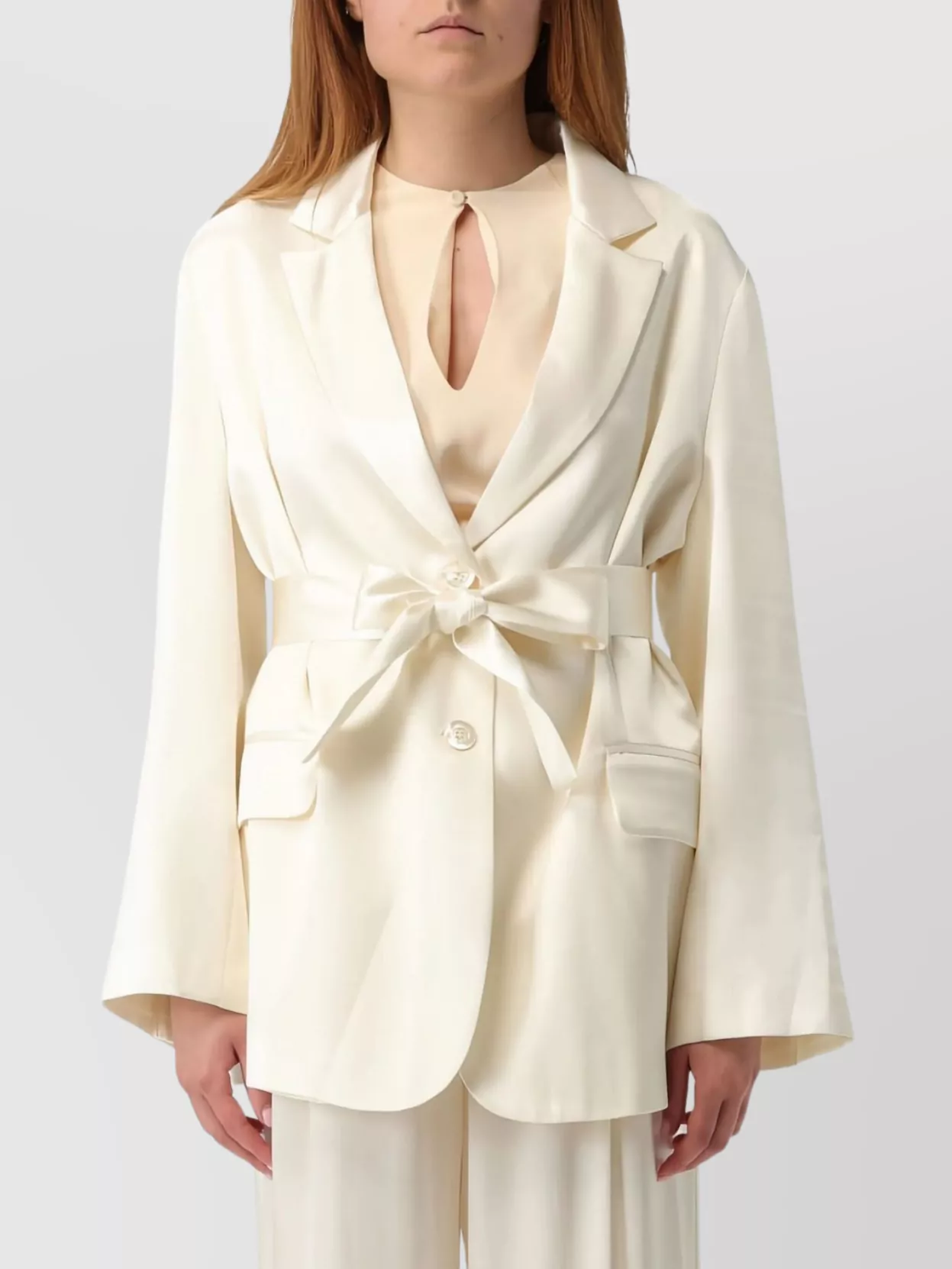 Semicouture Christiana Jacket Belted Waist In White