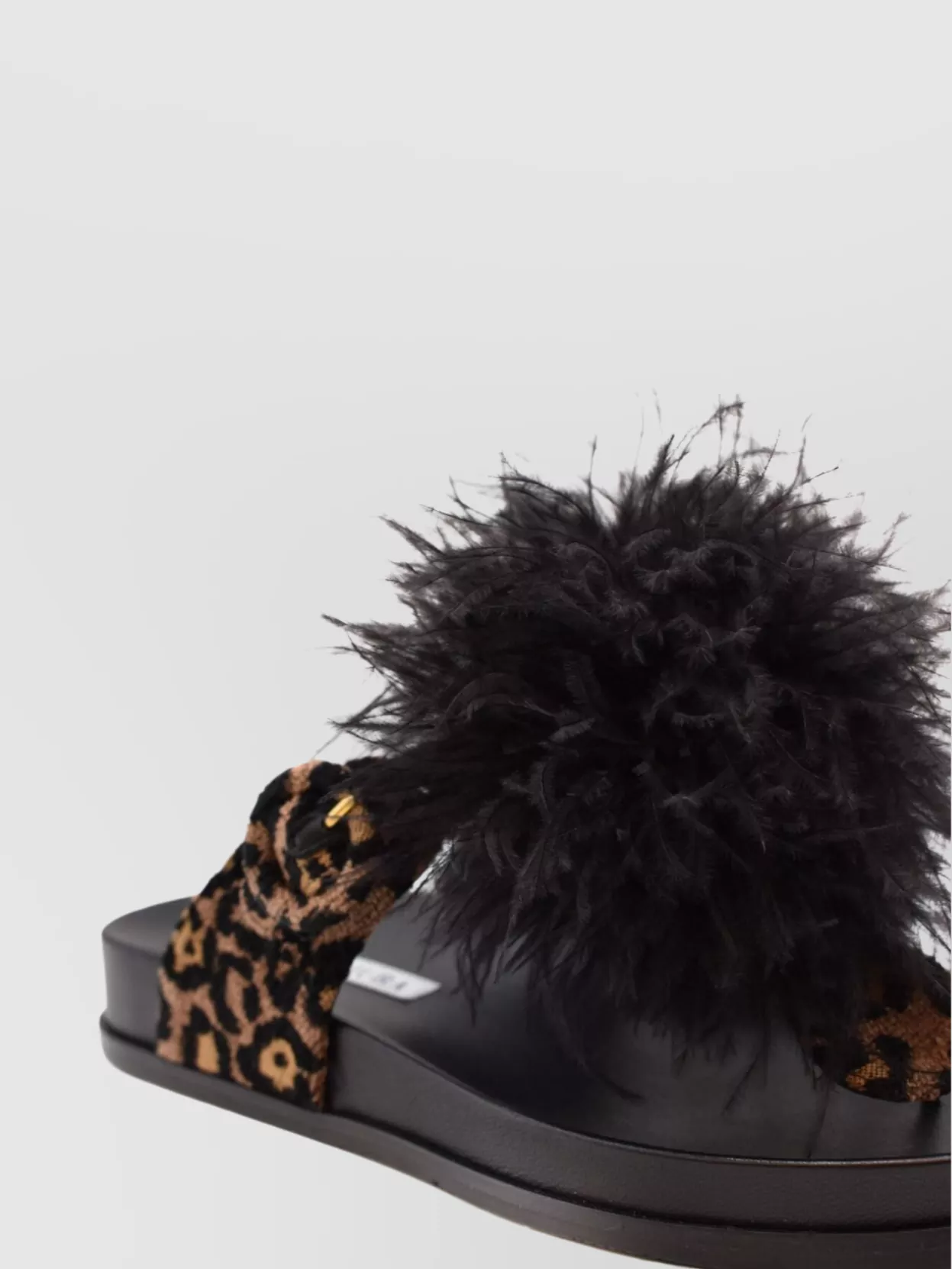 Aquazzura Fur Detail Animal Print Flat Sole Sandals