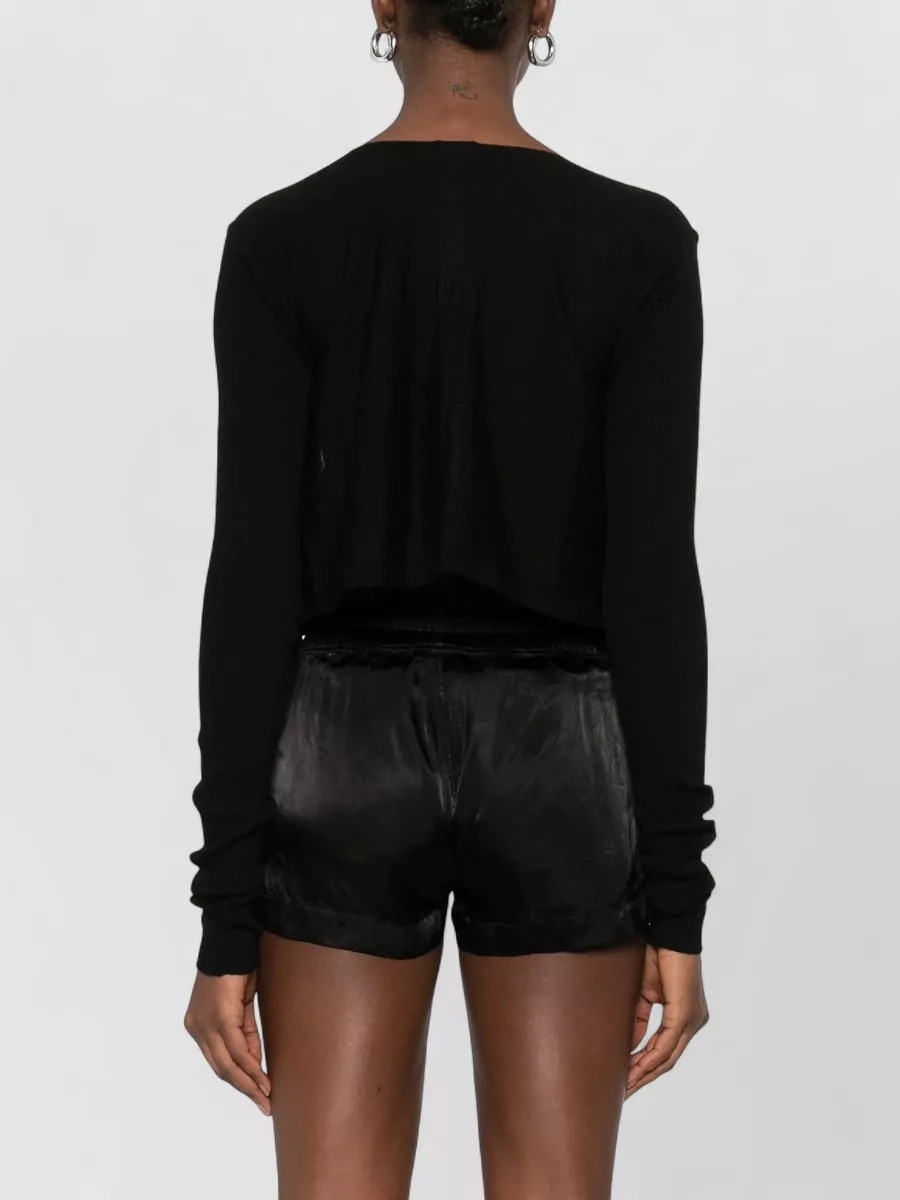 Rick Owens Temple Cropped Knit Wrap Front Top