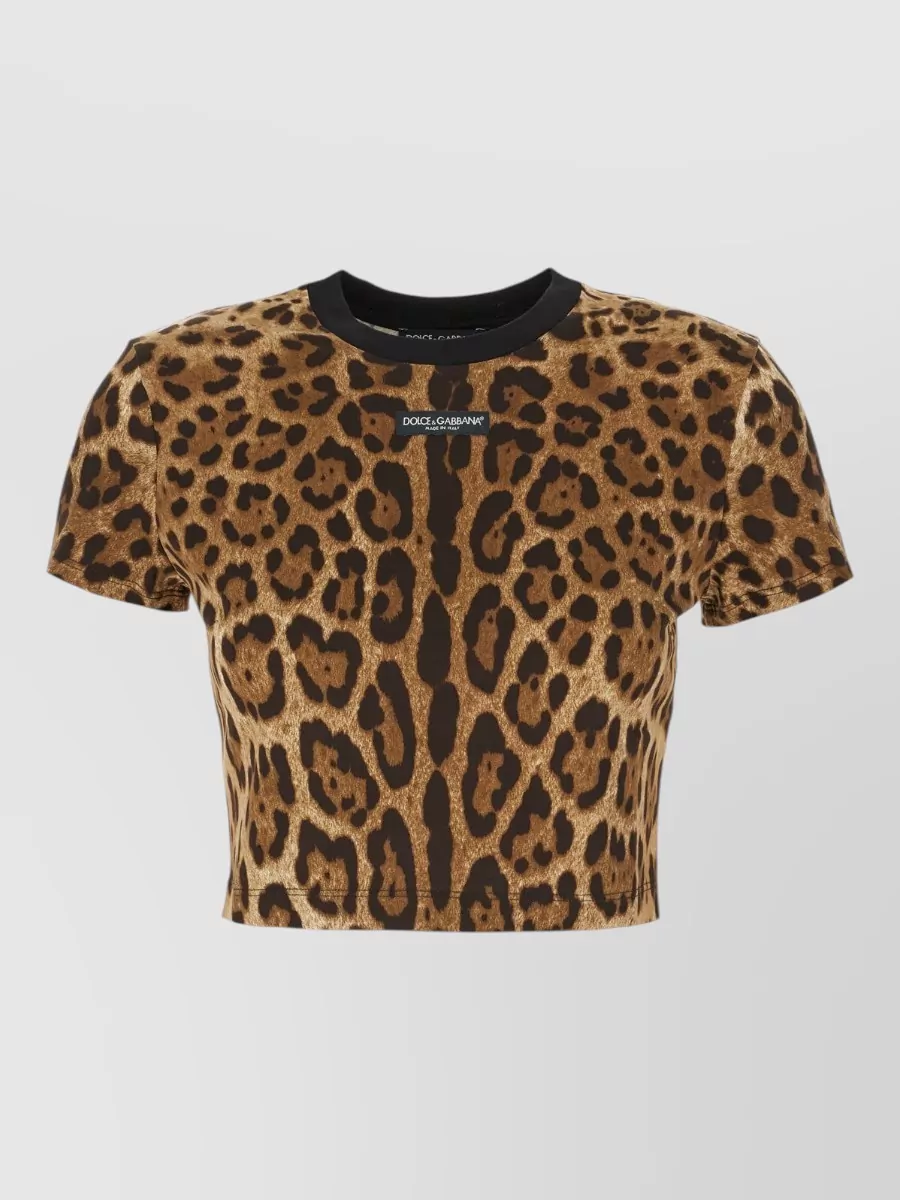 Dolce&Gabbana cotton leopard-print cropped slim-fit t-shirt
