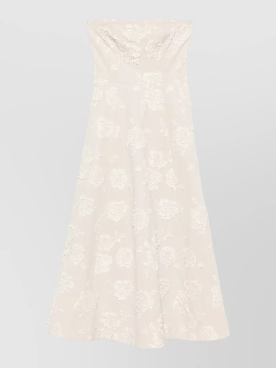 Rotate Strapless Jacquard Midi Dress