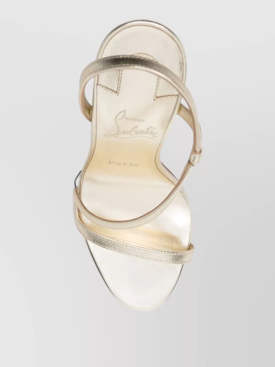Christian Louboutin Metallic Leather Asymmetric Strap Sandals