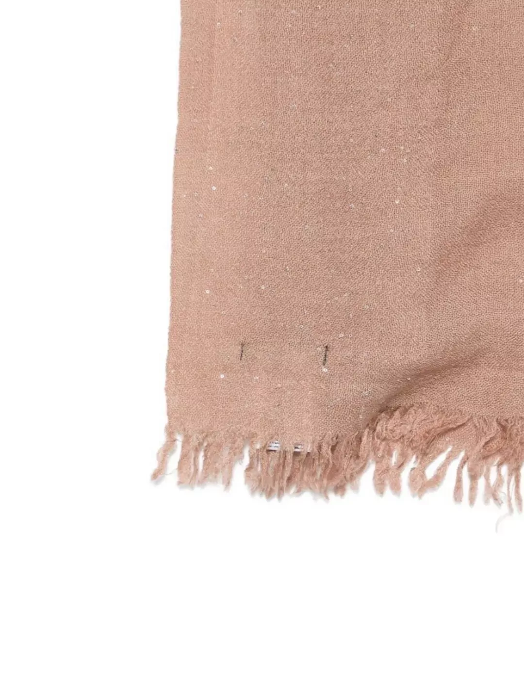 Faliero Sarti Fringed Wool Scarf Sequin Embellishments