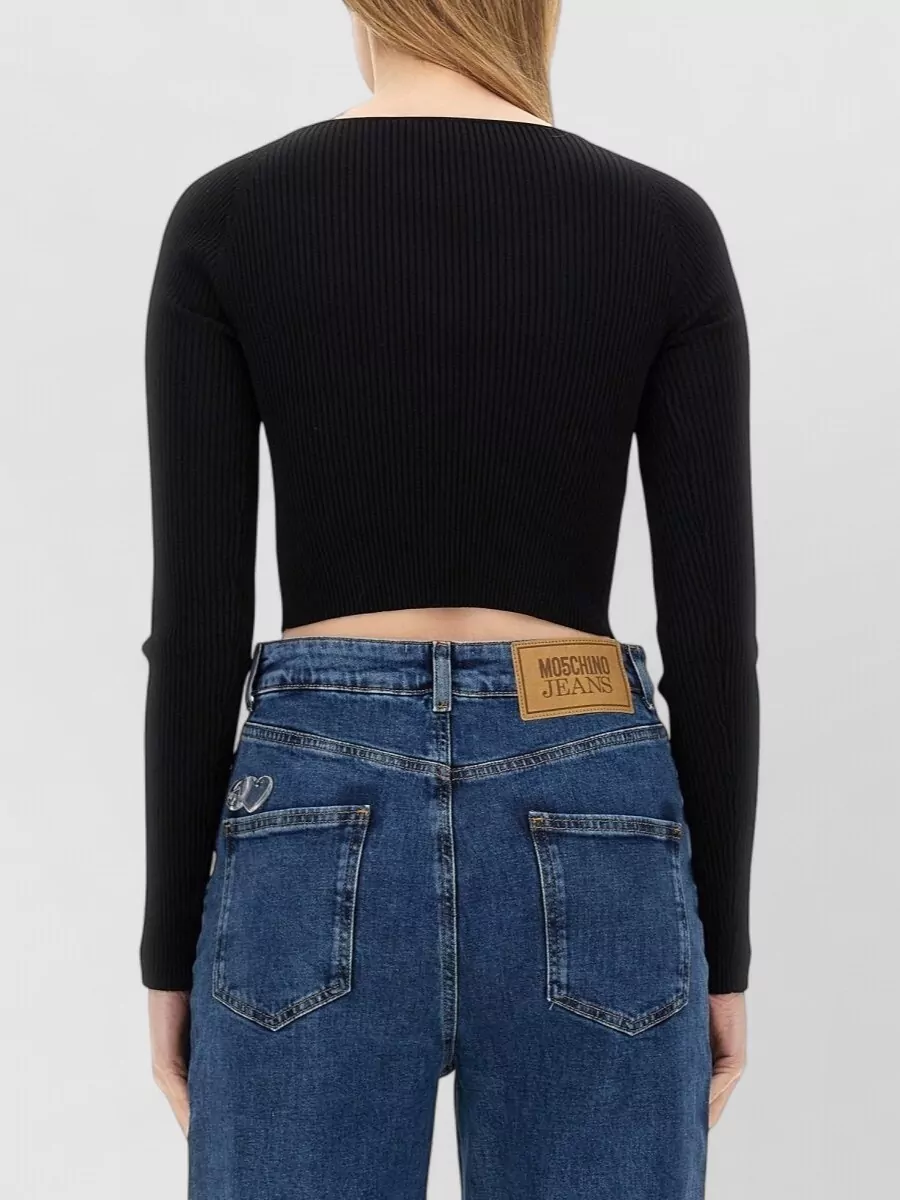 Moschino Ribbed Cropped Knitted Top