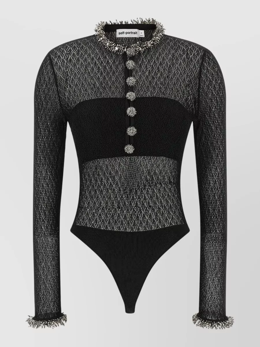 Self-Portrait Pointelle knit long-sleeve bodysuit