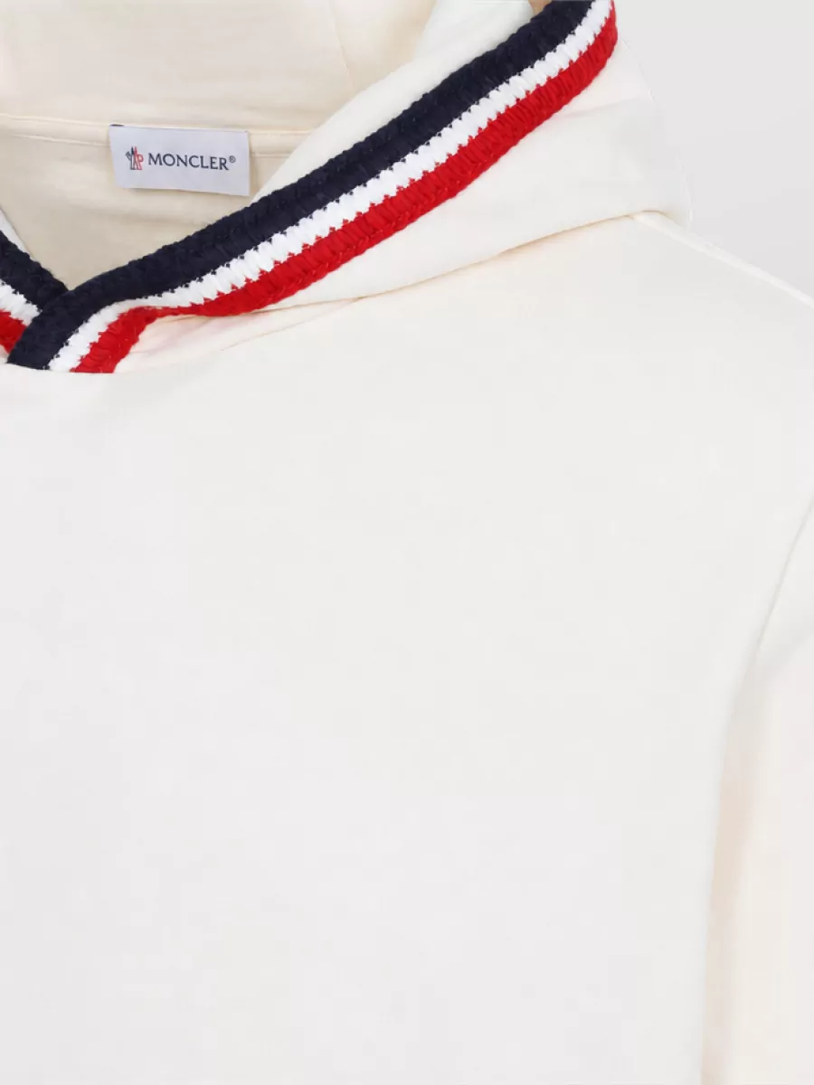 Moncler Striped Trim Cotton Hoodie