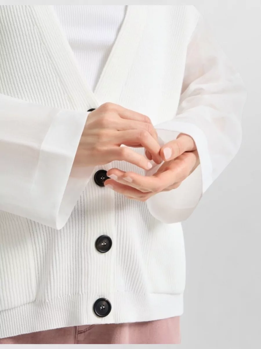 Brunello Cucinelli Knit Cardigan V Neckline Ribbed Texture