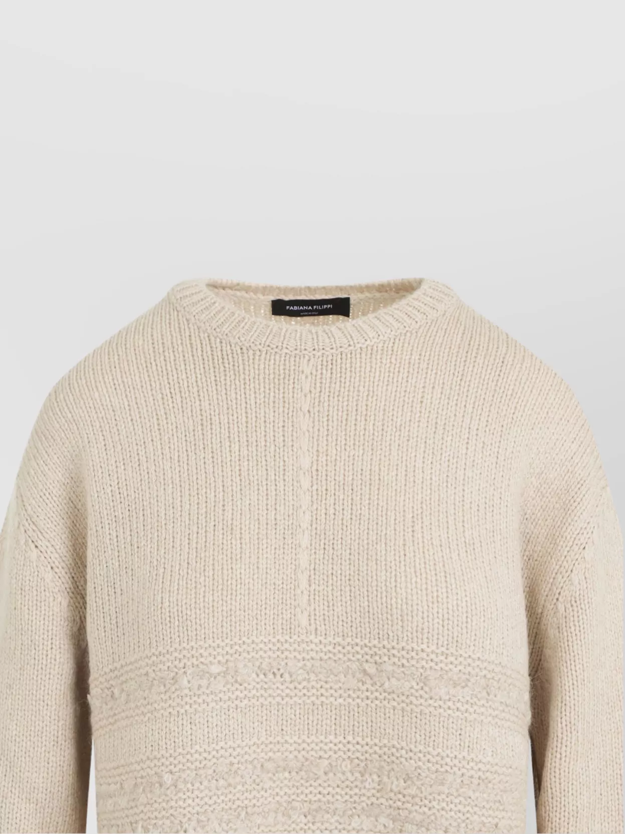 Fabiana Filippi Textured Knit Camel Sweater With Ribbed Edges