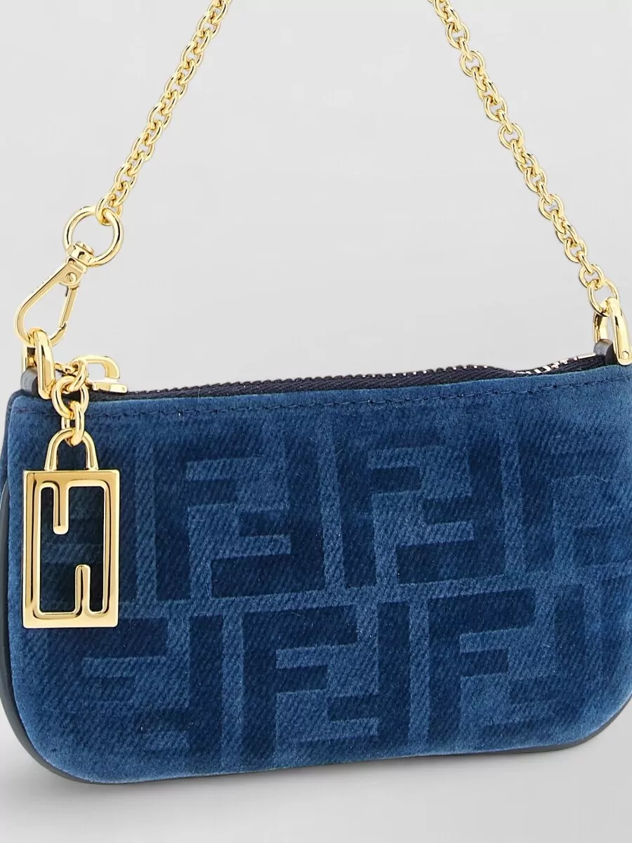 Fendi Mini Chain Strap Clutch Bag Gold Tone Hardware