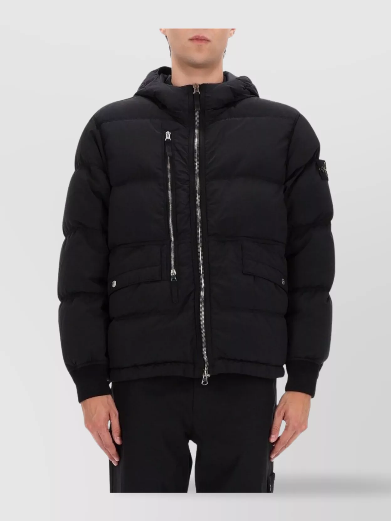Stone Island Quilted Hooded Jacket Side Pockets