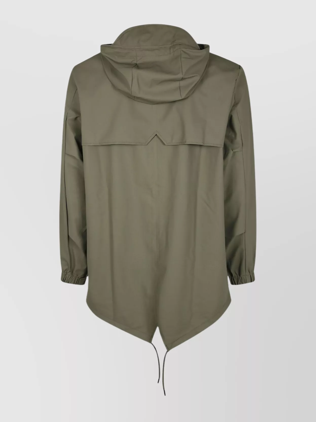 Rains Long Sleeve Hooded Coat With Drawstring Hem In Green