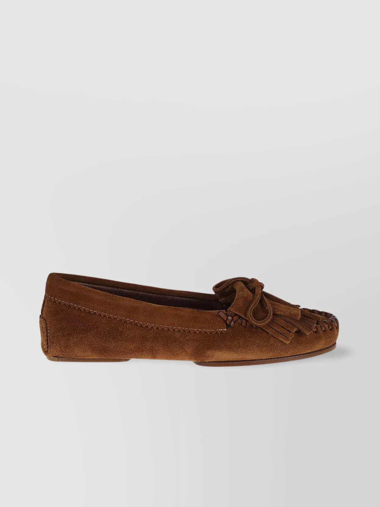 Shop Paris Texas Suede Loafers Fringed Bow Detail