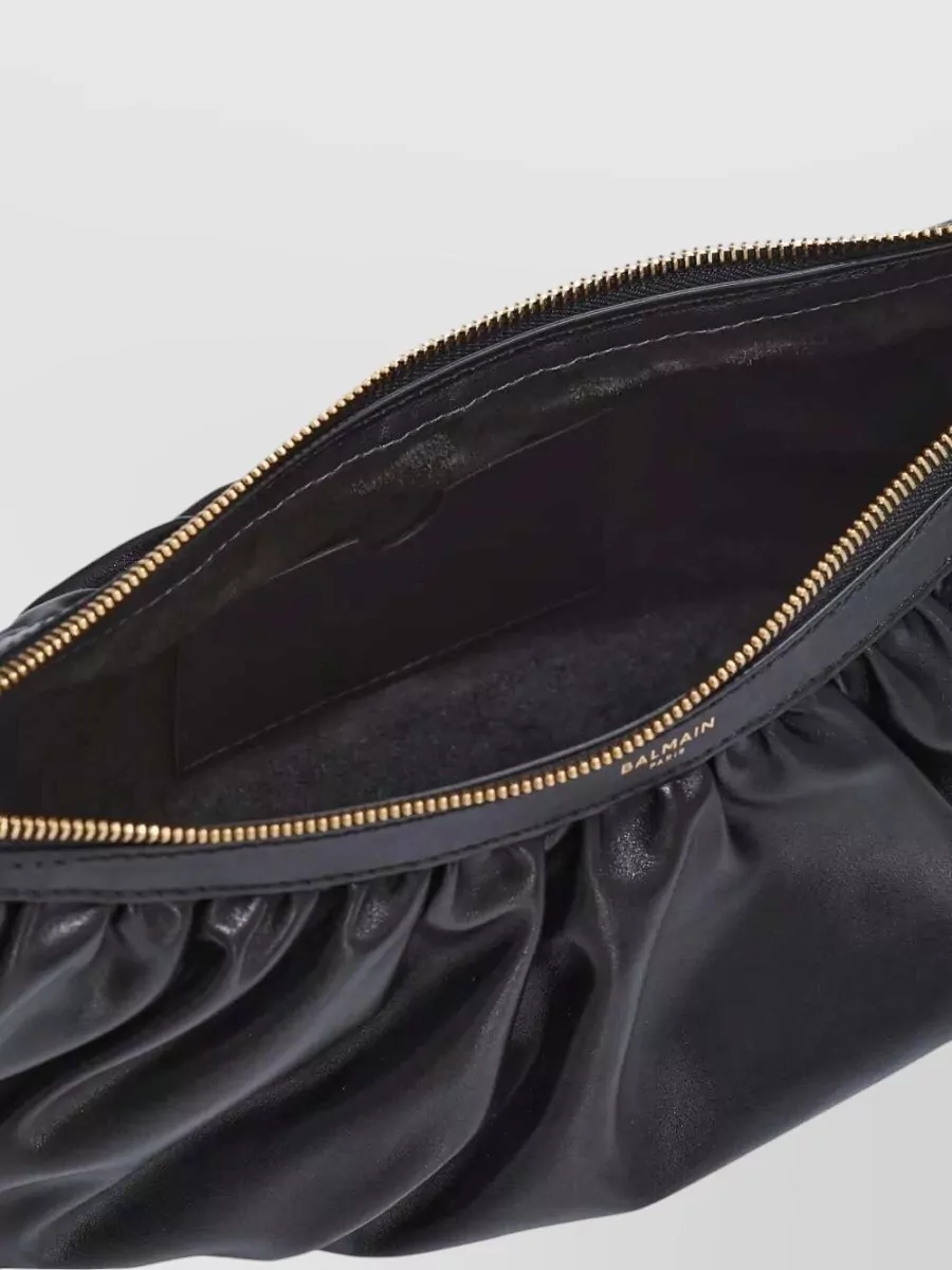 Balmain Ebene Leather Shoulder Bag