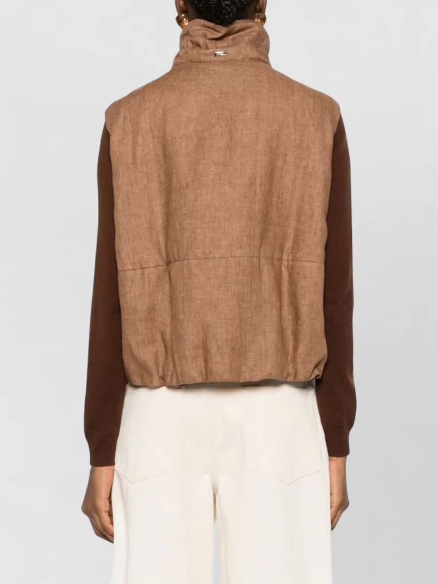 Herno Funnel Neck Sleeveless Top Straight Hem