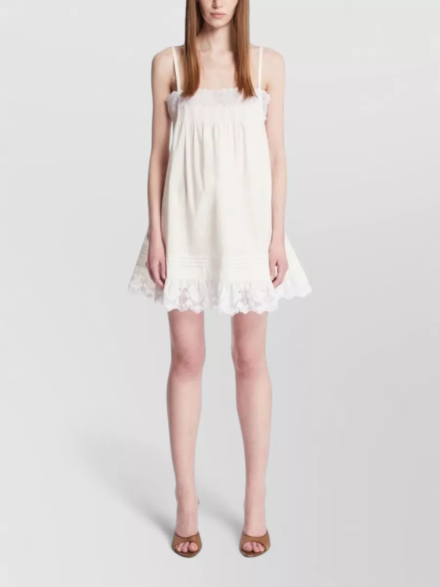 Saint Laurent Cotton Pleated Mini Dress