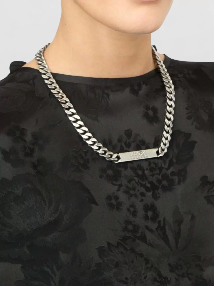 Mm6 Maison Margiela Brass Logo Pendant Necklace