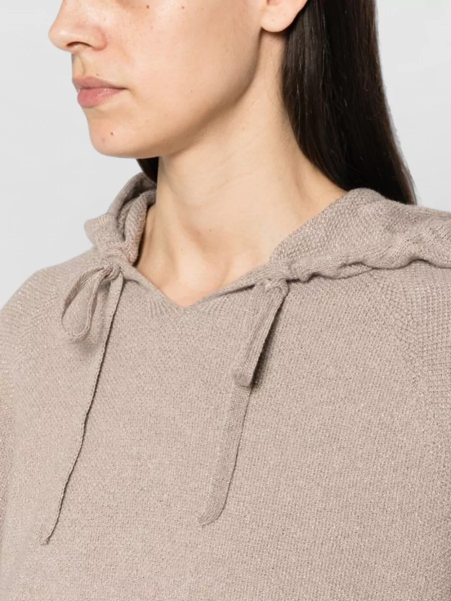 Fabiana Filippi Cashmere Hooded Short-Sleeve Knitted Top