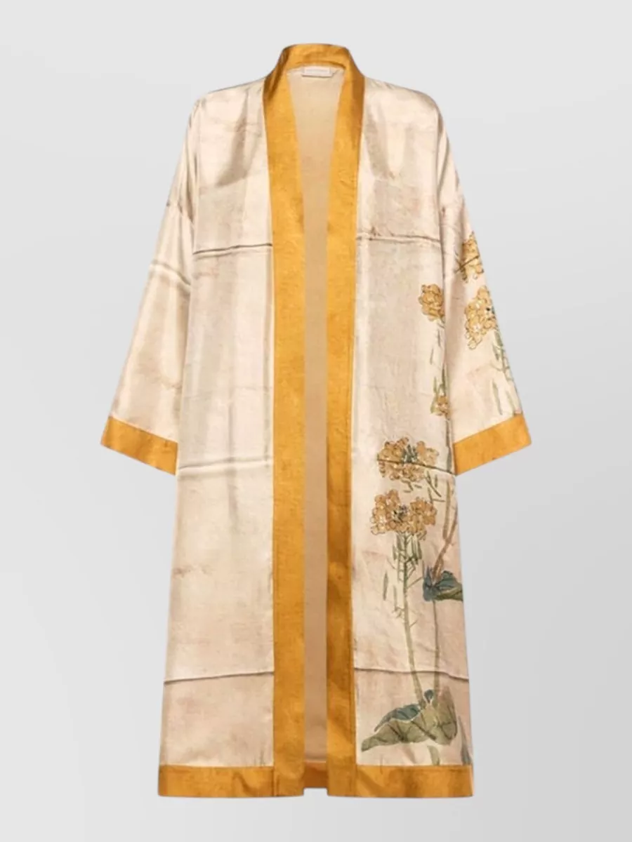 Pierre Louise Mascia Silk Floral Print Kimono Jacket