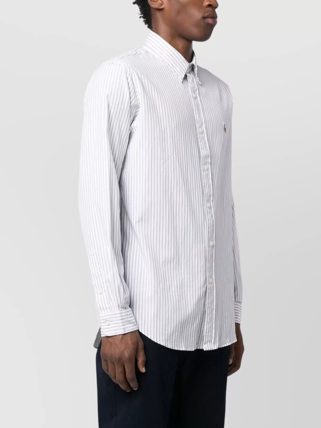 Ralph Lauren Striped Logo Shirt Button-Down Collar