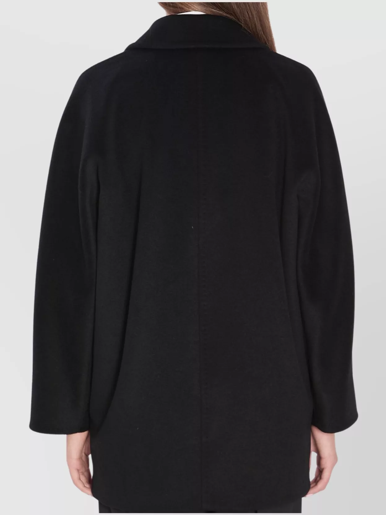 Max Mara Double-breasted Wool Cashmere Coat With Notched Collar In Black