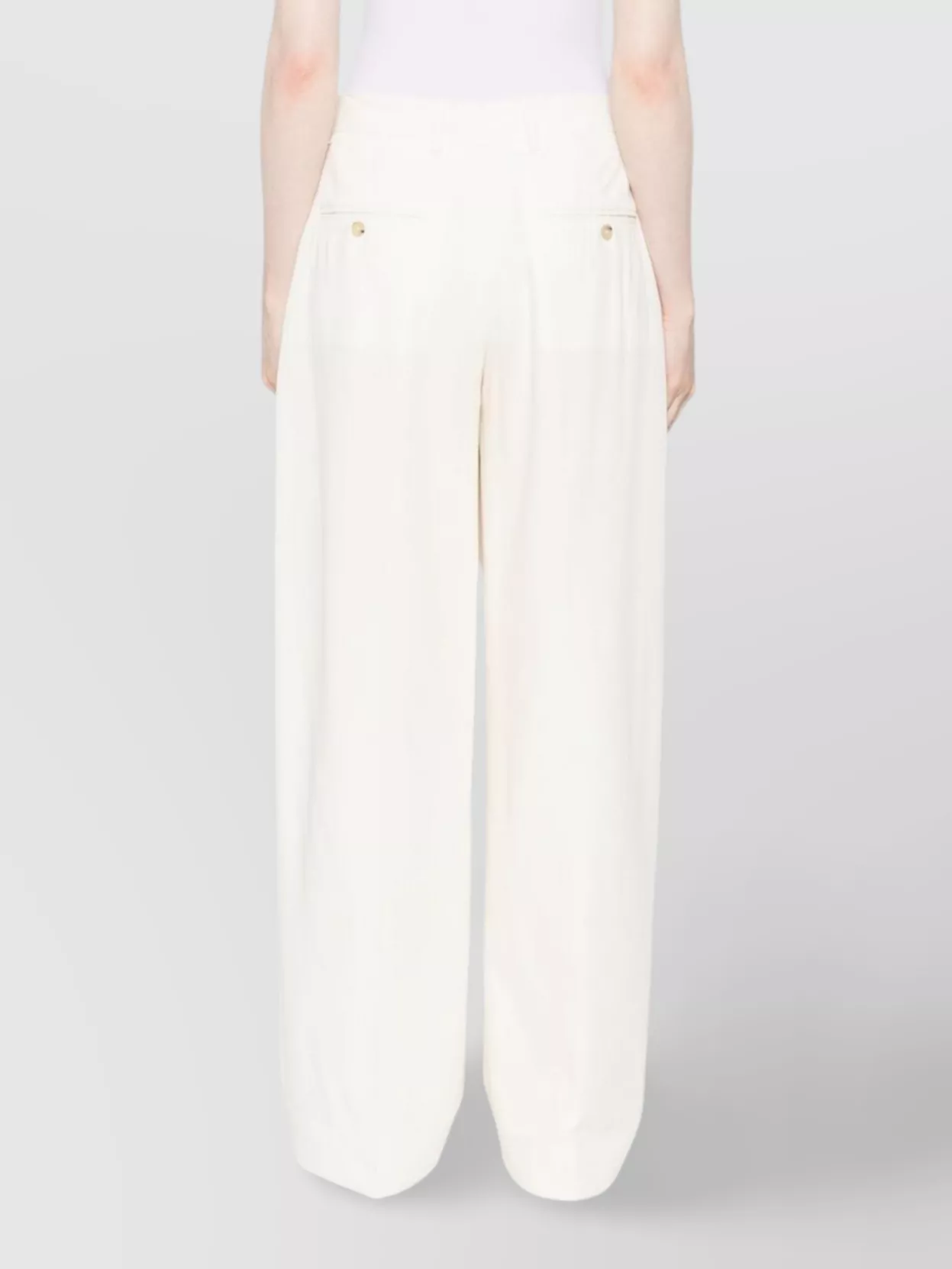 Totême Fluid Trousers With Pleats And Wide Leg In White