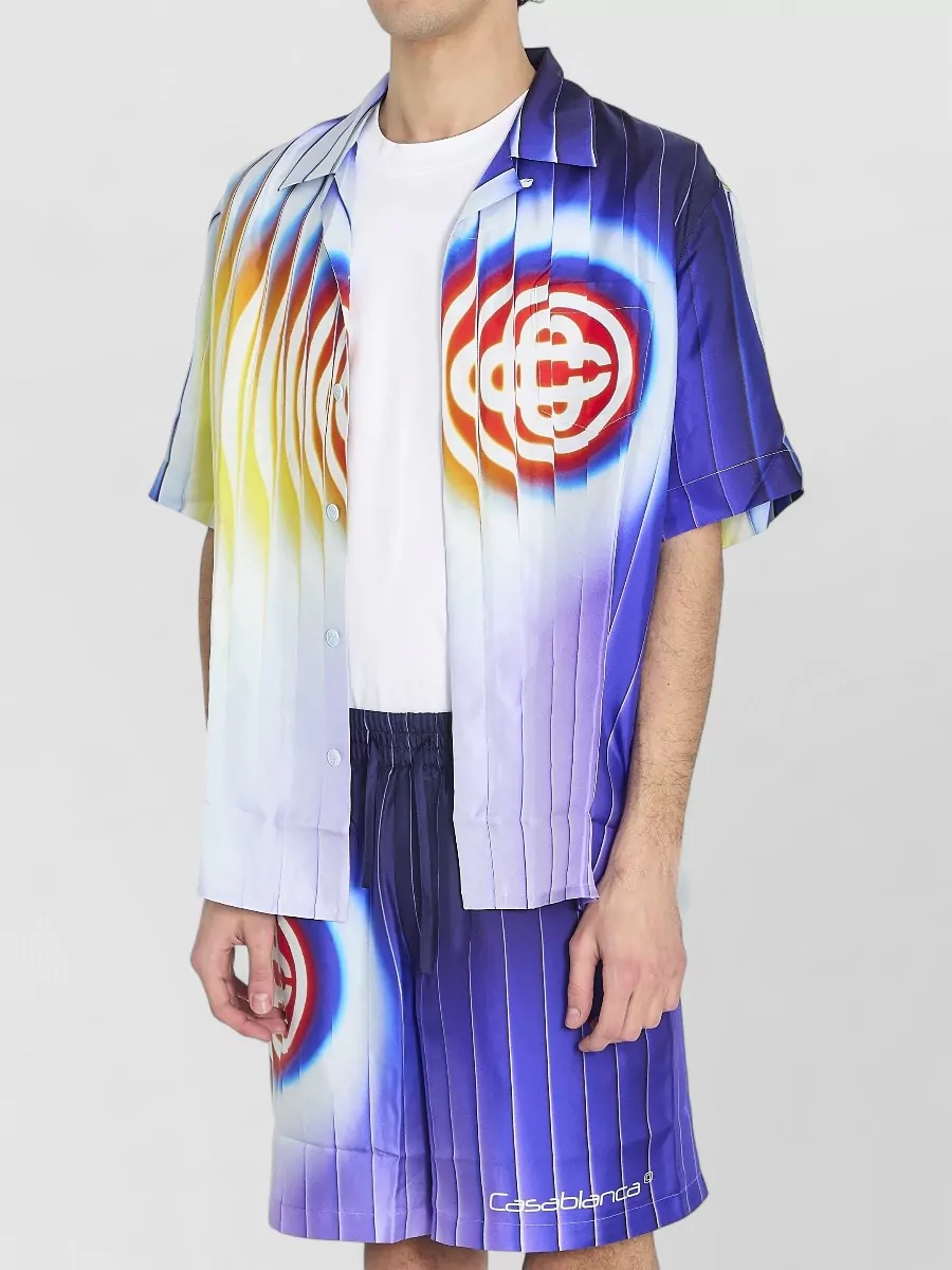 Casablanca Silk Printed Camp-Collar Short-Sleeve Shirt