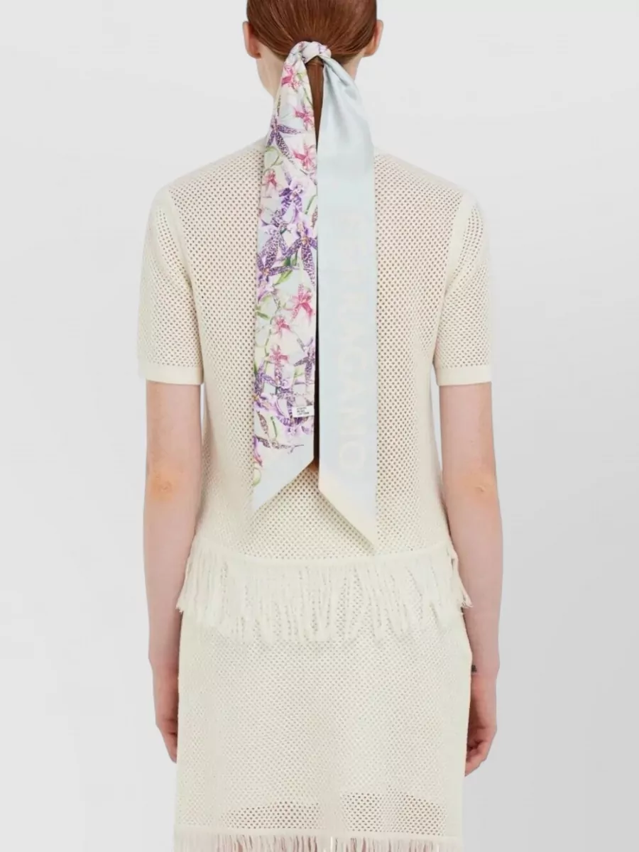 Ferragamo Gaia Floral Silk Rectangular Bandeau Scarf