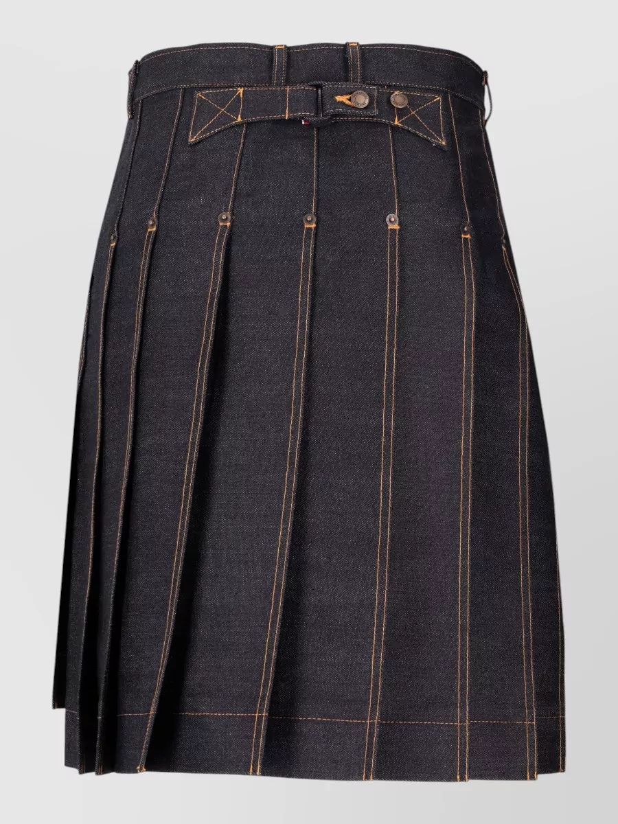 Thom Browne Denim Bermuda Pleated Skirt