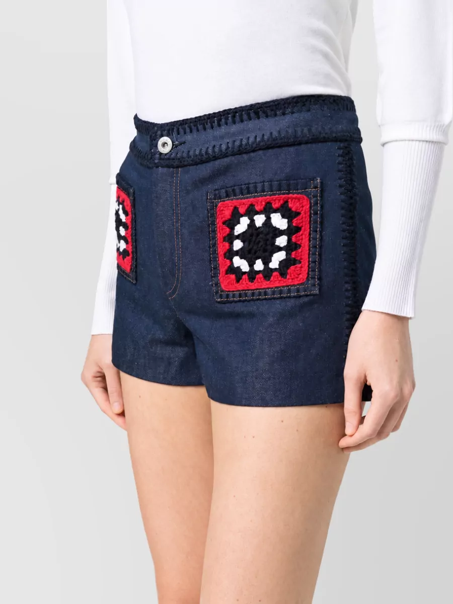 Miu Miu Patterned Denim Mini Shorts