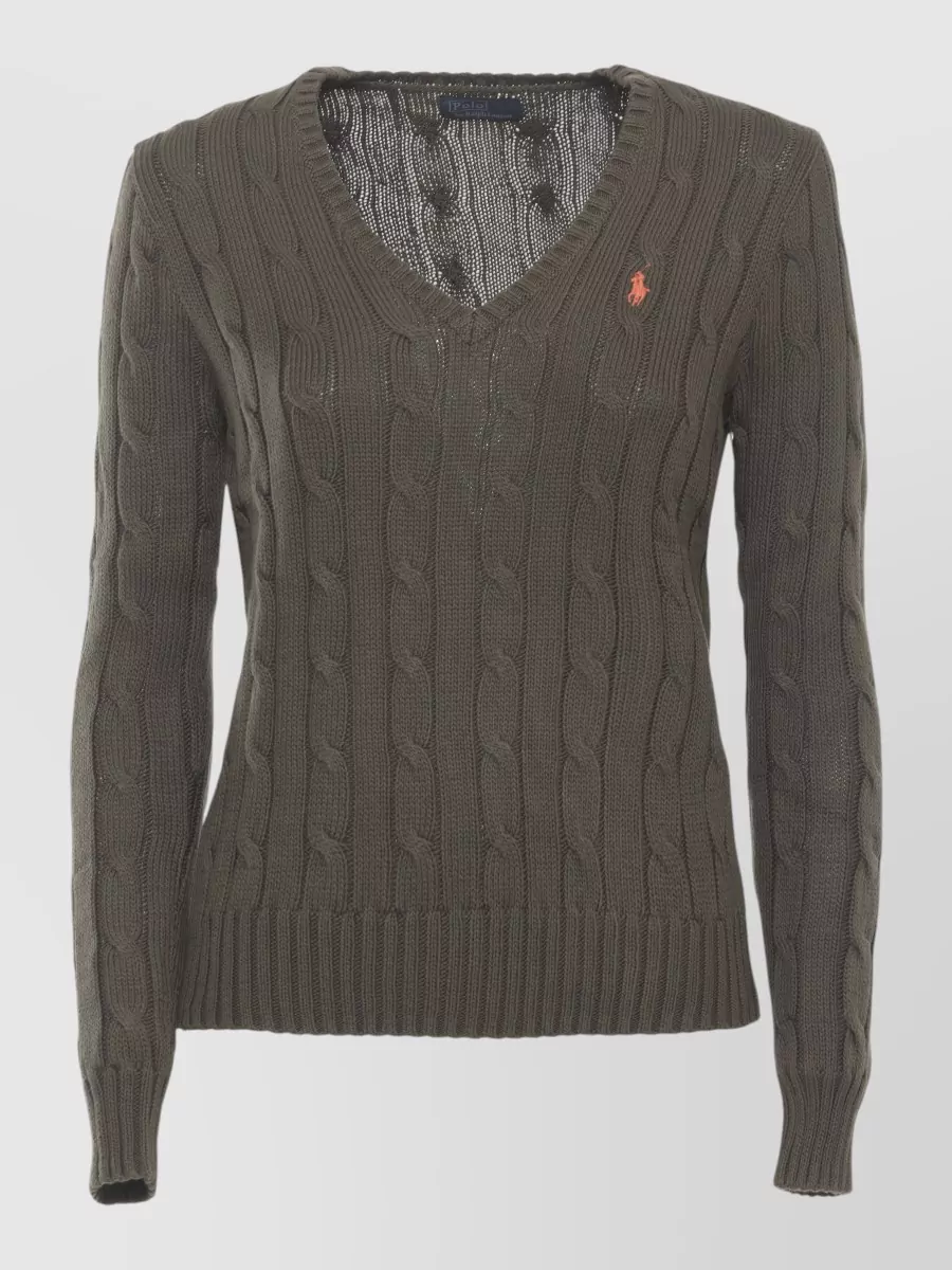Ralph Lauren Cable-Knit V-Neck Cotton Jumper