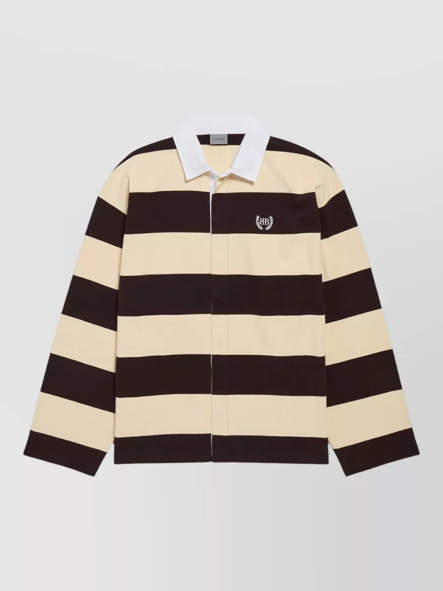 Balenciaga striped relaxed-fit long-sleeve polo shirt