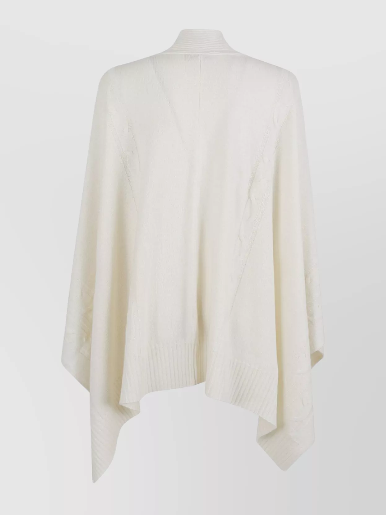 Ermanno Scervino Cozy Cable Knit Cape With Ribbed Hem In White