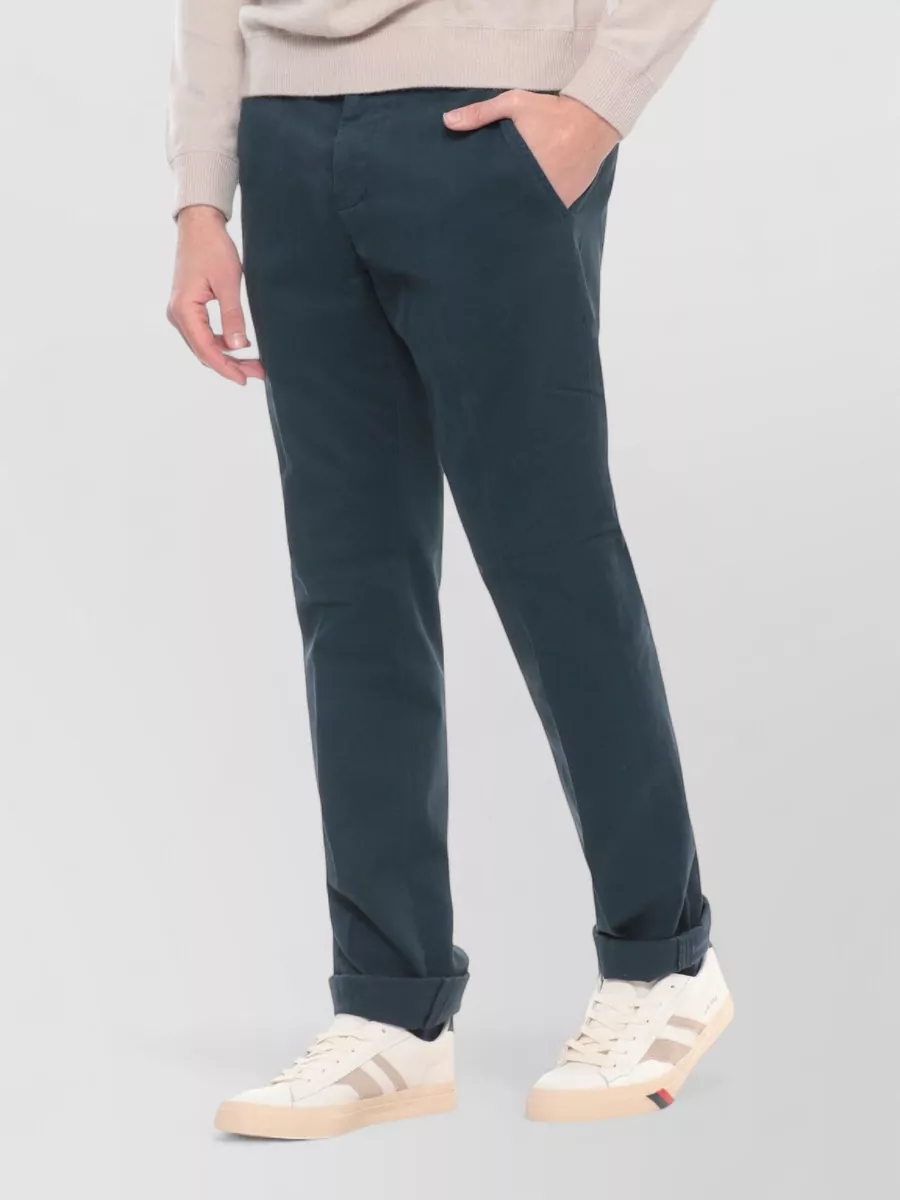 Dondup Straight Cotton Trousers Side And Back Pockets