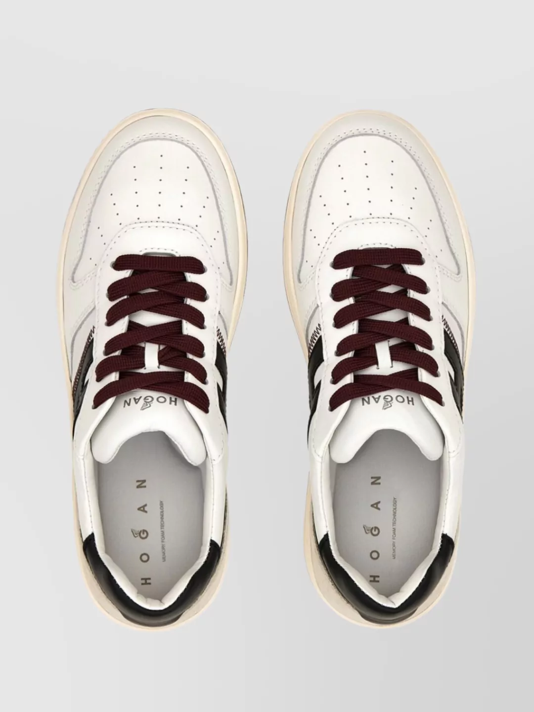 Hogan Leather Sneakers With Contrast Sole And Stitching