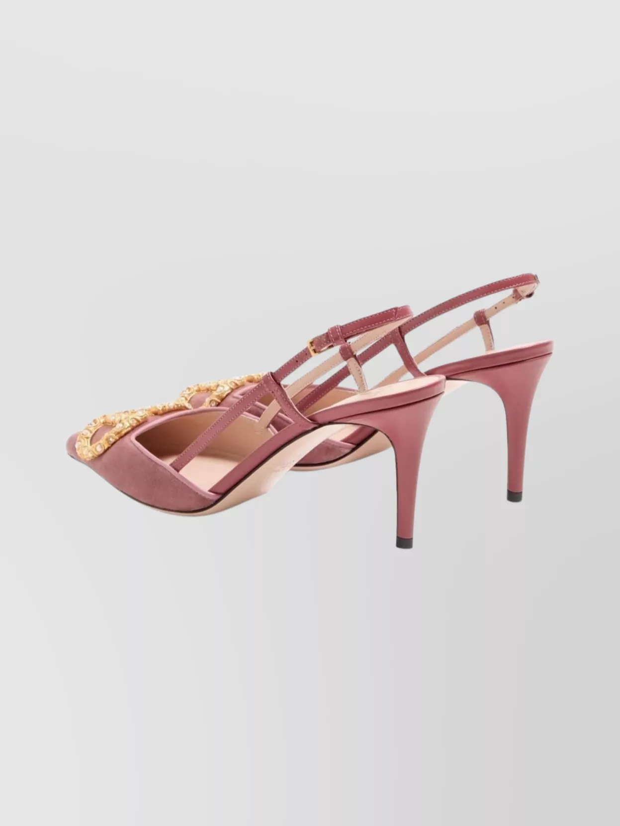 Valentino Garavani Signature Velvet Slingback Pumps Gemstone Detail