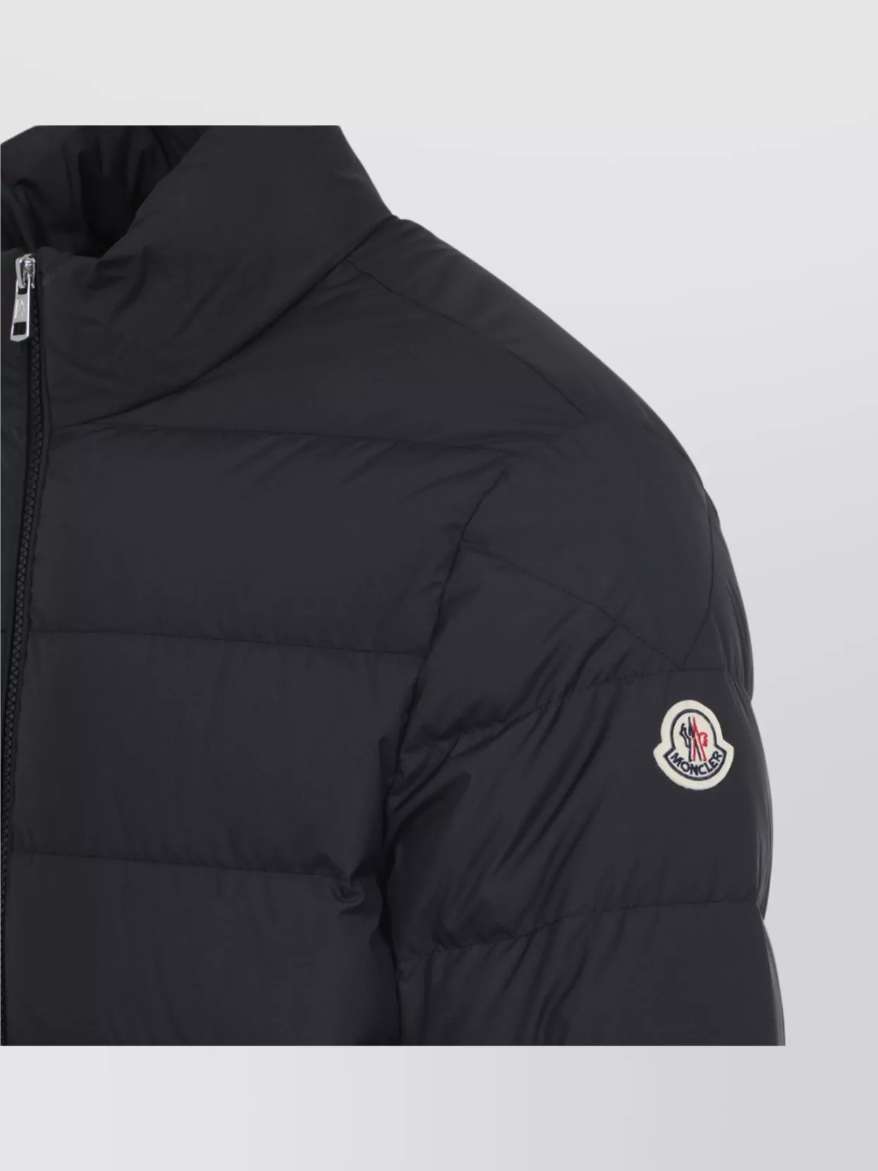 Moncler Quilted Tech Fabric Jacket With Elastic Cuffs In Black