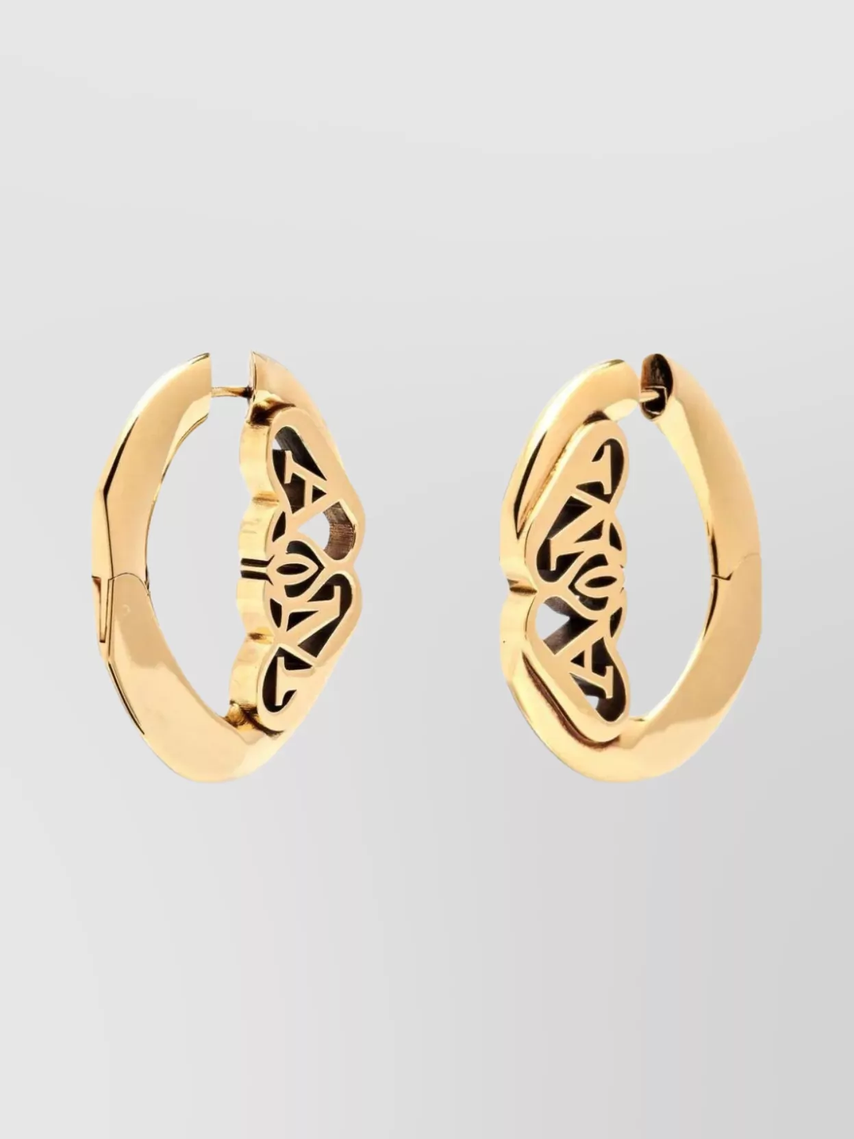 Shop Alexander Mcqueen Seal Logo Gold Hoop Earrings In Cream