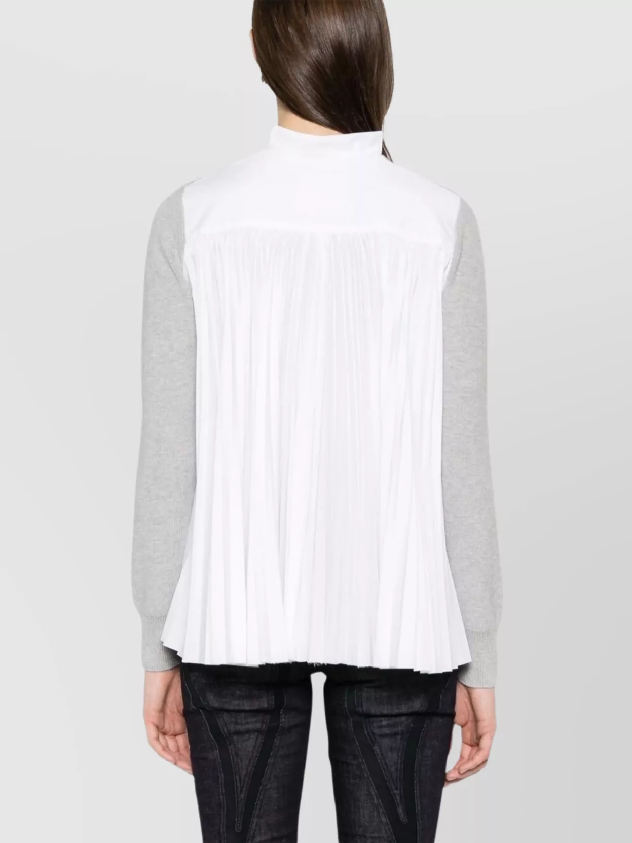 SACAI V-NECKED CARDIGAN PLEATED BACK