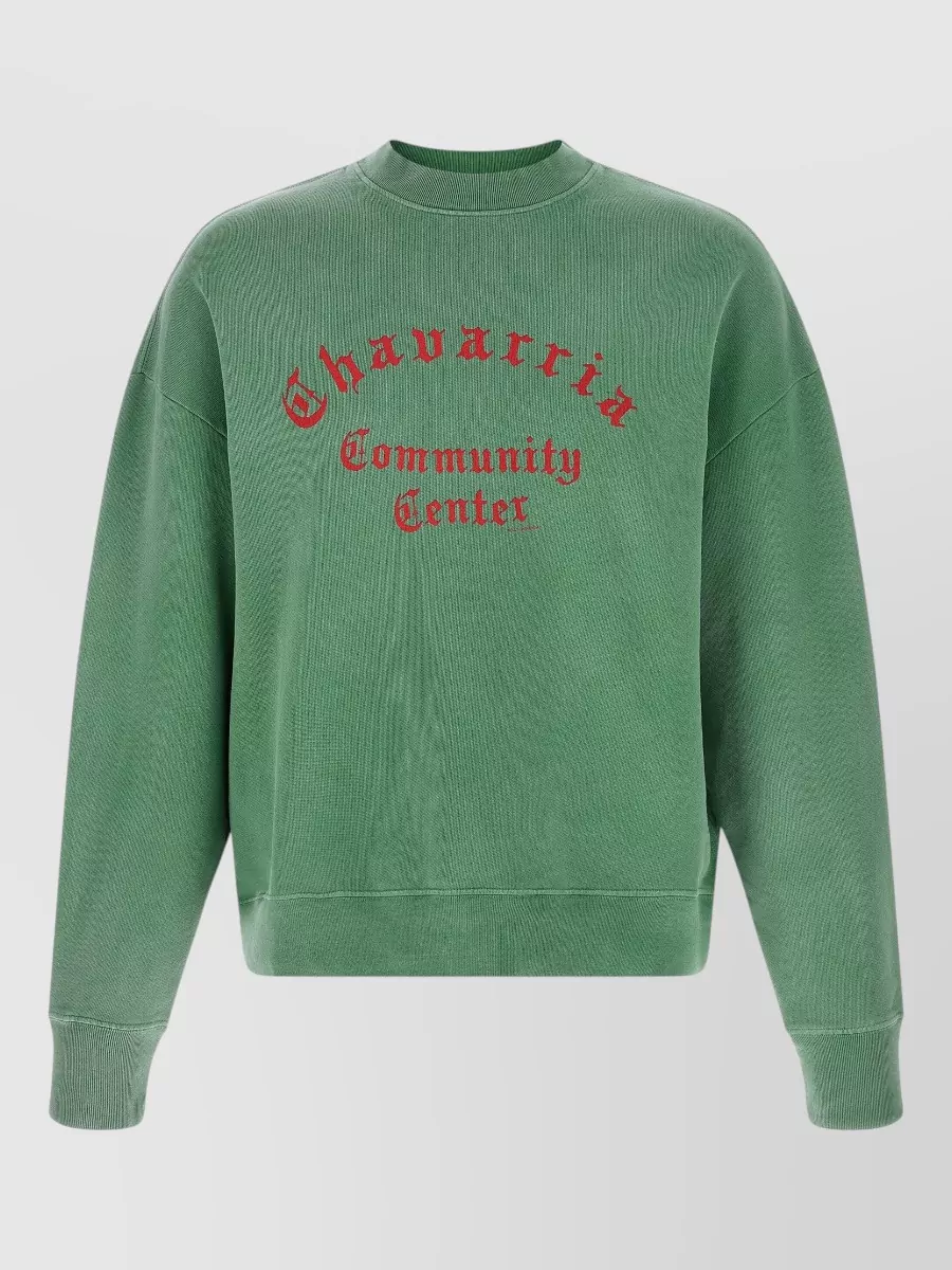 Willy Chavarria Cotton printed crew neck long-sleeve sweatshirt