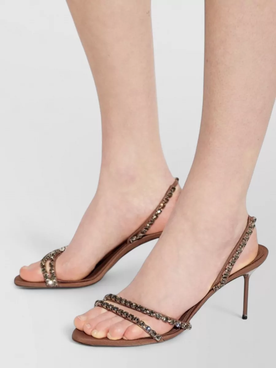 Paris Texas Sandals Heel Embellished Straps Open Toe Silk